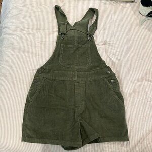 Hollister Corduroy Green Short Overalls